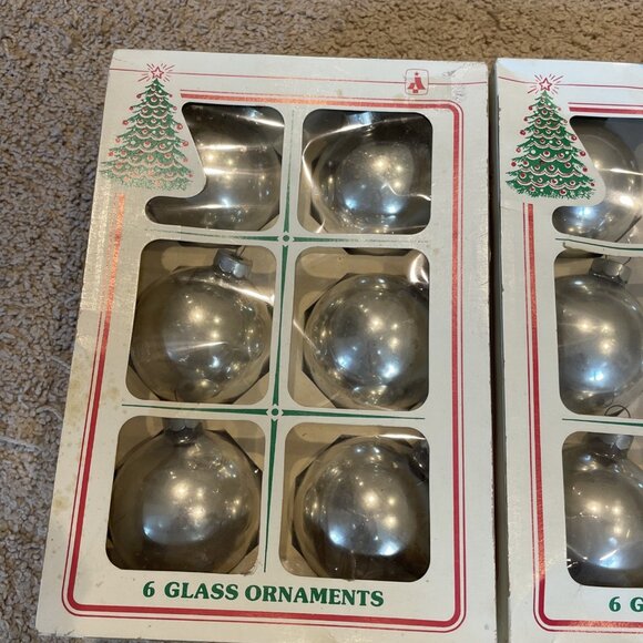 Vintage Essex Franke Silver Glass Christmas Tree Ornaments Set of 12 USA 60s - Picture 8 of 10